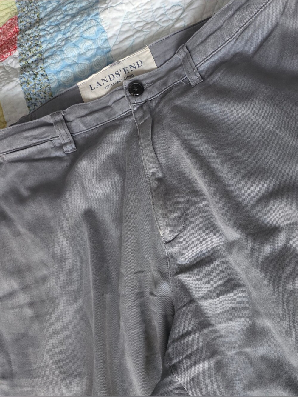 Lands' End Men's Light Gray Flat Front Chino Shorts